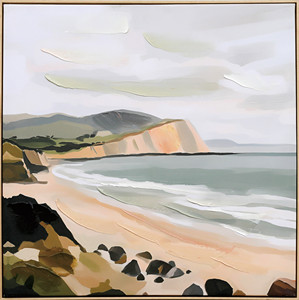 Pintura Abstracta de Paisaje Costero en Oferta, Escena de Acantilados junto al Mar, Lienzo Texturizado, Arte de Pared - Product Image 3