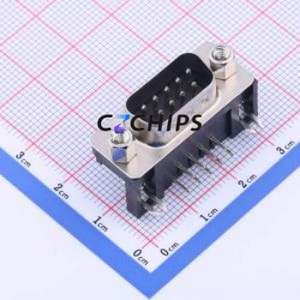 X0309WT7B3 D-Sub/VGA Connector Bent Lead Through Hole Connector Standard D-Sub Male 9P Right Angle Insert - Product Image 1