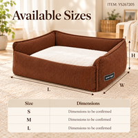 Coussin rectangulaire pour chien Yangyangpet en velours côtelé marron et crème avec coussin en peluche