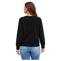 Kedatangan Baru 2026 Grosir Sweater Wanita Kancing Logam Rajutan Kustom Pullover Kerah Bulat Model Longgar