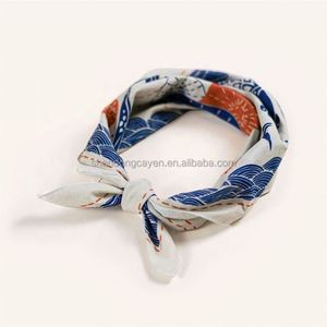 ฮิปฮอปพิมพ์ลายดิจิตอลแฟชั่นสไตล์ยุโรปและอเมริกันผ้าพันคอแบรนด์หรูเครื่องประดับผมผ้าพีชสี่เหลี่ยม - Product Image 4