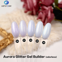 Gel de construction pour ongles à paillettes blanc laiteux sans acide et sans HEMA, inodore, longue durée, gel de construction à paillettes Aurora, extension d'ongles