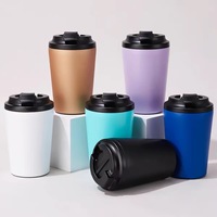 Vente en gros de tasses à café portables en acier inoxydable de 12 oz, à double paroi, avec logo personnalisé