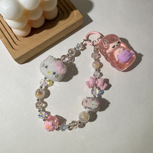 <span class=keywords><strong>Accessori</strong></span> <span class=keywords><strong>Hello</strong></span> <span class=keywords><strong>Kitty</strong></span> dei cartoni animati: artigianato di alta qualità per aspersione di zucchero, catena per telefono con perline dipinte a mano, portachiavi e borsa - Product Image 5