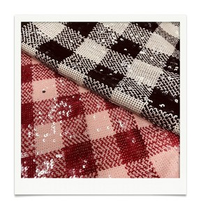 Vải Sequin Họa Tiết Kẻ Sọc Đỏ Đen Thêu Toàn Bộ Vải Tuyn Sang Trọng Thiết Kế Giá Rẻ Cho Váy Thời Trang Cao Cấp - Product Image 1