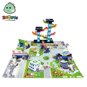Zhiqu Đồ chơi bé chơi đoạn đường nối giao thông trò chơi tháo gỡ trượt cảnh xe mat đồ chơi đầy màu sắc xe thành phố phóng theo dõi đồ chơi xe hơi cho trẻ em