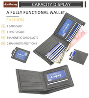 Dompet Pria Baellerry Baru Tipis Minimalis, Dompet Kartu Kecil, Dompet Bisnis Lipat Tiga Fungsional Trendi, Kulit PU
