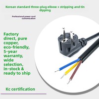 Kabel Daya Pasar Korea Bersertifikasi KC Standar Korea Tiga-Pin Berbentuk Y untuk Menghubungkan Komputer Host Daya Korea Selatan
