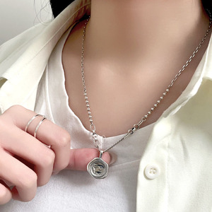 925 Sterling Silver Round <b>Elephant</b> Necklace For Women Korean Retro Minimalist Style Sweater Chain <b>Gift</b> Jewelry - Product Image 3