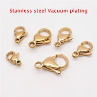 30-50 pièces de fermoirs mousquetons en acier inoxydable 304 plaqué or pour bracelets, colliers, chaînes, fabrication de bijoux DIY, 9-15 mm