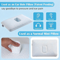 Coussin de voyage ergonomique en mousse à mémoire de forme pour oreilles percées, idéal pour dormir sur le côté