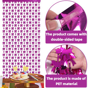 Bogen Themen Dekoration Regen Seide Vorhang Geburtstags feier Hintergrund Wand dekoration mit rosa Bogen Muster Regen Seide Tür Vorhang - Product Image 5