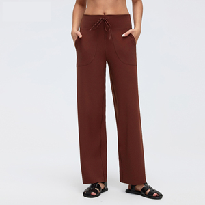 <span class=keywords><strong>Pantaloni</strong></span> Sportivi Casual da Donna 2026, Vita Media, Stile Vintage, in Nylon e Spandex, Gamba Larga, <span class=keywords><strong>con</strong></span> Grandi Tasche, per Yoga - Product Image 6