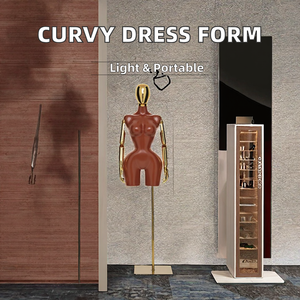 Estante de exhibición de ropa Vertical de plástico de medio maniquí con curvas marrón para la parte superior del cuerpo de las mujeres para la tienda minorista para mostrar la ropa - Product Image 3