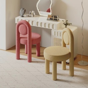 <span class=keywords><strong>Chaise</strong></span> de salle à manger et tabouret de coiffeuse portables en velours moderne, style <span class=keywords><strong>Macaron</strong></span> Luxe Léger Crème, pour chambre de filles, villa, vestiaire et maquillage - Product Image 3