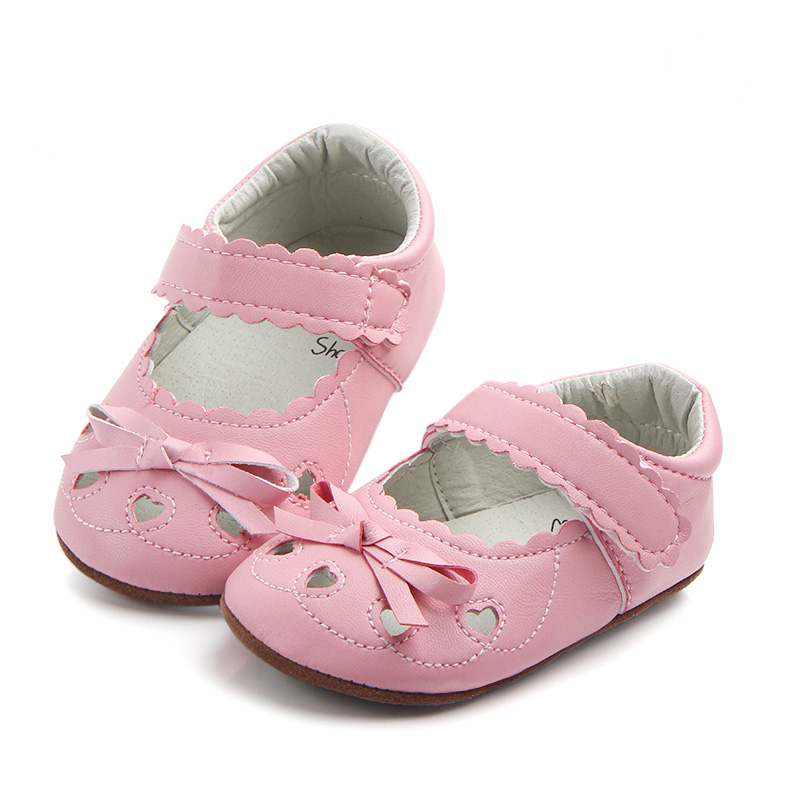 Bow-knot TPR Sole Baby Walking Shoes Leather