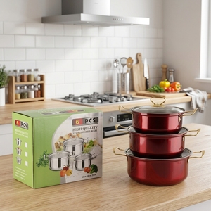Colored Combined Stainless Steel Soup <b>Pot</b> <b>Set</b> with Wire Handle and Glass Lid for Modern Home Daily Kitchen Cooking - Product Image 6