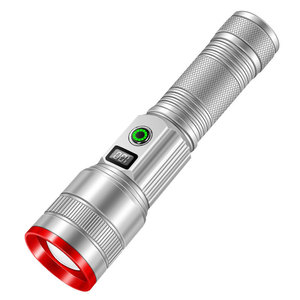 Lampe torche LED professionnelle haute puissance avec affichage numérique, rechargeable, longue portée, éclairage d'urgence extérieur, blanc - Product Image 5