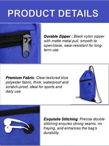 Hot Selling Polyester <b>Drawstring</b> <b>Bag</b> With Front Zipper Pocket Foldable Reusable Backpack for Sport Hiking Gym Daily Use Adults - Product Image 5
