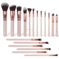 Ensemble de pinceaux de maquillage professionnels haut de gamme en fibres synthétiques rose pâle, 18 pièces, pour débutantes, ensemble complet pour le visage et les yeux
