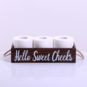 <strong>Nice</strong> <strong>Butt</strong> Decorative Wood Box Toilet Paper Holder Wooden Planter Box with Rope Handles Toilet Tank Tray for Bathroom and Toilet - Product Image 2
