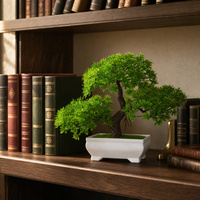 Vente en gros d'usine : Arbre Bonsaï en pin artificiel de 19 cm, plantes en pot, verdure, tiges, décoration intérieure pour salon, articles de décoration pour la maison