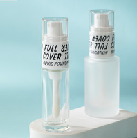 2 in 1 Foundation kaca dengan aplikator botol 15ml 30ml bulat dan persegi bentuk botol alas bedak kasus aplikator dengan
