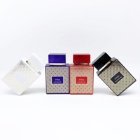 Flacon de parfum de luxe pour homme 100 ml en verre avec bouchon à vis, impression sérigraphiée, forme rectangulaire, diffuseur à bâtonnets inclus - Emballage en gros