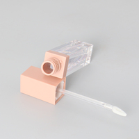 Récipient à brillant à lèvres PETG rose, 50 pièces, emballage carré vide, en plastique, pour gloss, 4ml