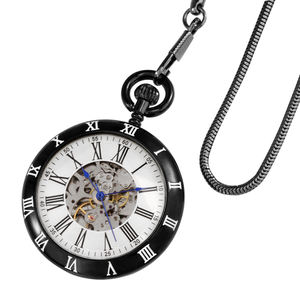 Orologio da Tasca Meccanico Automatico di Lusso con Catena, Numeri Romani Scheletrati Stile Steampunk, Ciondolo per Uomo, Regalo per Papà - Product Image 6