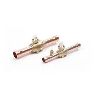 Refrigeration parts refrigeration brass ball valve with schrader