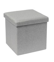 Chaise pouf pliable en lin Bailey pour rangement de chaussures pour meubles de salon/chambre à coucher