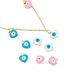Breloque en émail Aceworks Cœur Œil Maléfique |   Connecteur de pendentif Nazar en acier inoxydable plaqué or 18 carats pour bracelet et collier DIY - Product Image 6