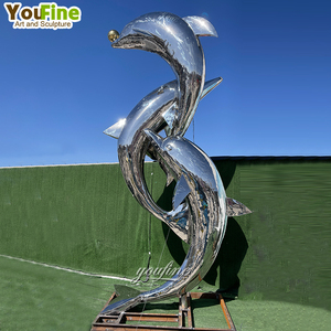 Jardín Decoración al aire libre Estatua <span class=keywords><strong>de</strong></span> delfín <span class=keywords><strong>de</strong></span> <span class=keywords><strong>acero</strong></span> inoxidable <span class=keywords><strong>de</strong></span> alta calidad Tamaño real - Product Image 1