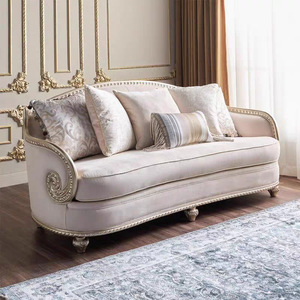 Pháp phong cách ánh sáng sang trọng cổ điển rắn gỗ chạm khắc SOFA PHÒNG KHÁCH căn hộ biệt thự cổ vải sofa Set đồ nội thất - Product Image 2