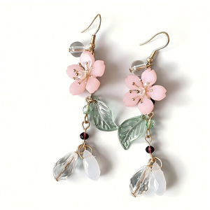 Pendientes <span class=keywords><strong>de</strong></span> orquídea estilo bosque, súper mágicos, <span class=keywords><strong>de</strong></span> inspiración china antigua, con borlas <span class=keywords><strong>de</strong></span> loto rosa, largos, <span class=keywords><strong>de</strong></span> cristal Hanfu - Product Image 1