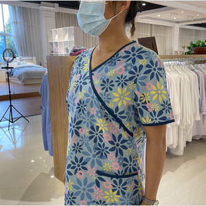 Uniforme médical d'hôpital classique à col en V respirant en tissu tissé unisexe pour les médecins personnalisé - Product Image 4