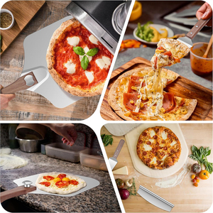 Accessoires pour <span class=keywords><strong>pizza</strong></span>, ensemble de pelle à <span class=keywords><strong>pizza</strong></span> en aluminium 12x14 pouces avec coupe-<span class=keywords><strong>pizza</strong></span> et couteau à <span class=keywords><strong>pizza</strong></span> avec manche en bois pliable pour un rangement facile - Product Image 5