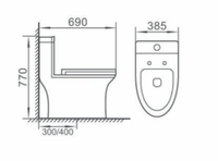 Toilette moderne en céramique monobloc à double chasse d'eau avec drainage à siphon en S pour la maison ou l'hôtel