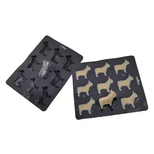 Moules à glaçons en silicone en forme de chien mignon à 9 cavités personnalisés pour la fabrication de mini plateaux à glaçons pour bonbons au chocolat Cookie BullDog - Product Image 4