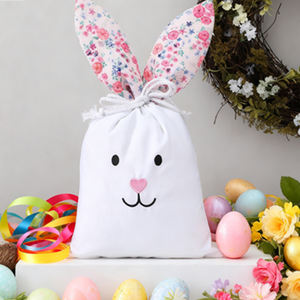 Panier de Pâques personnalisé en gros, décoration de panier de Pâques, sac à cordon de Pâques, sac de lapin de Pâques vierge pour enfants - Product Image 2