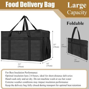 Bolsas Térmicas Plegables Resistentes de Gran Capacidad para Entrega de Alimentos, Compras y Catering (Negras) - Product Image 2
