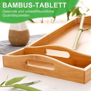Plateau rectangulaire en bambou, plateau de service en bois naturel pour la maison, la cuisine, le service à thé, la salle à manger - Product Image 5