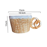 Mug à café en céramique minimaliste et mignon avec poignée en forme de bretzel, 300 ml, forme de gaufre, compatible lave-vaisselle et micro-ondes, cadeaux d'affaires, petit-déjeuner