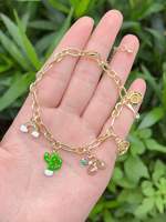 Bracelet ajustable en cuivre avec mini-breloques en émail en forme de crème glacée et perles de verre bleues, vente en gros pour cadeau