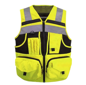 En stock gilet de sécurité réfléchissant unisexe avec poches haute visibilité veste en polyester respirant pour logo personnalisable d'hiver - Product Image 1