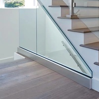 Rampe en verre en aluminium en forme de U, sans cadre, pour balcon et patio, balustrade d'escalier, main courante, design de base de marche
