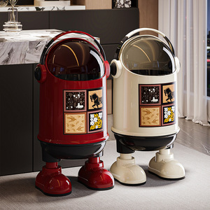 Kitchen Trash Can With Lid Cylindrical Large Capacity Indoor Use For Living Room Bedroom Home Stylish Design - Product Image 2
