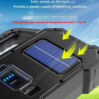 Lanterne de camping solaire LED rechargeable avec projecteur COB latéral, 6 modes, batterie externe USB, lampe de travail portable d'urgence