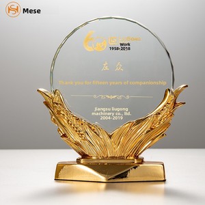 Trofeo Autorizzato dal Brand, Medaglia Personalizzata con Incisione, Monumento Commemorativo, Premio per Pensionamento, Ringraziamento Agenzia, Spighe di Grano Dorate, <span class=keywords><strong>Memento</strong></span> in Resina - Product Image 1